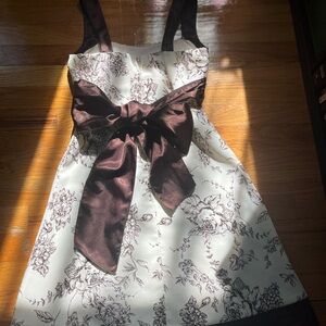 B Darlin Cream Floral Dress with Chocolate Accents